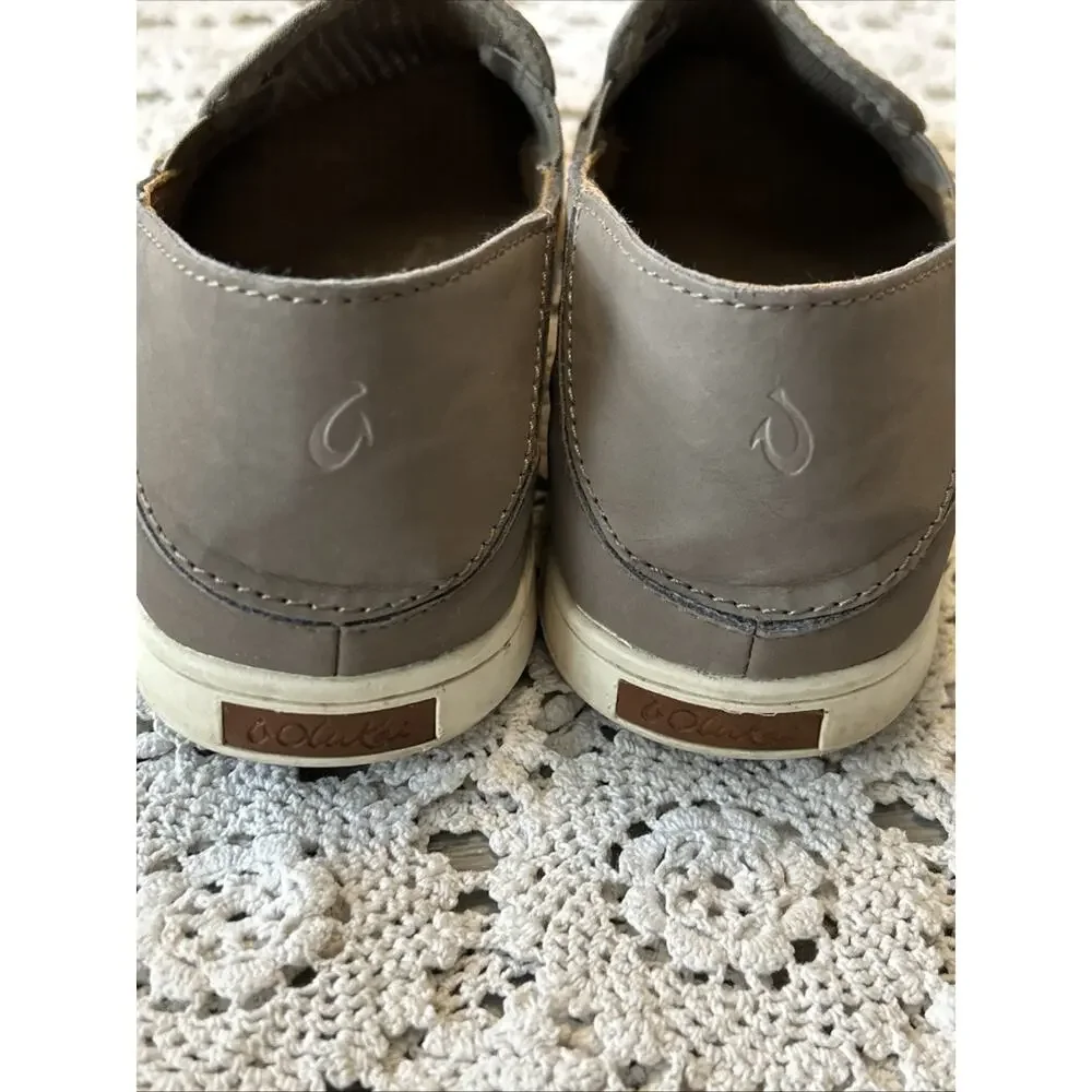 OluKai Women's Taupe Mesh Slip-On Flats